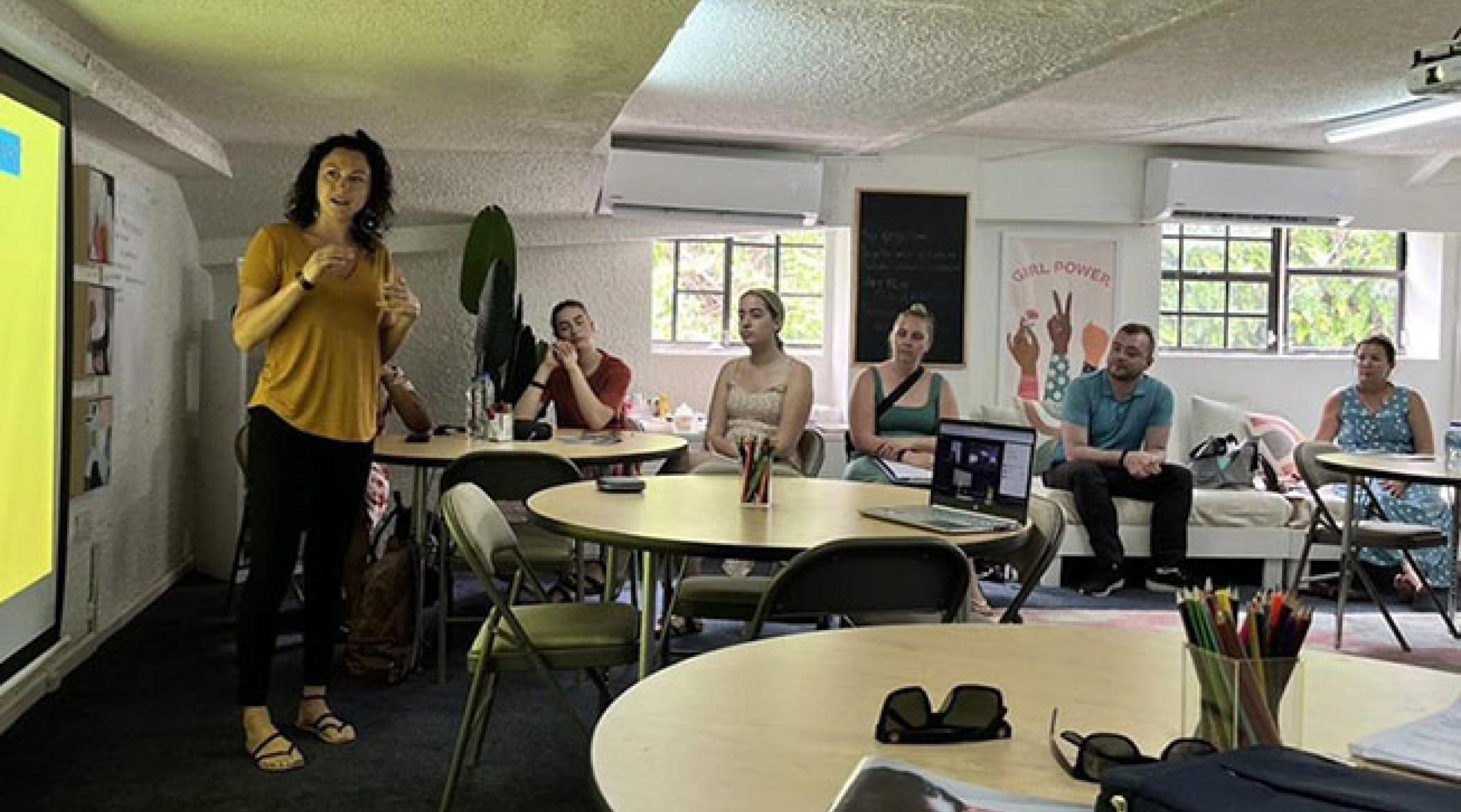 Dianne De Ferrari speaking in St. Lucia