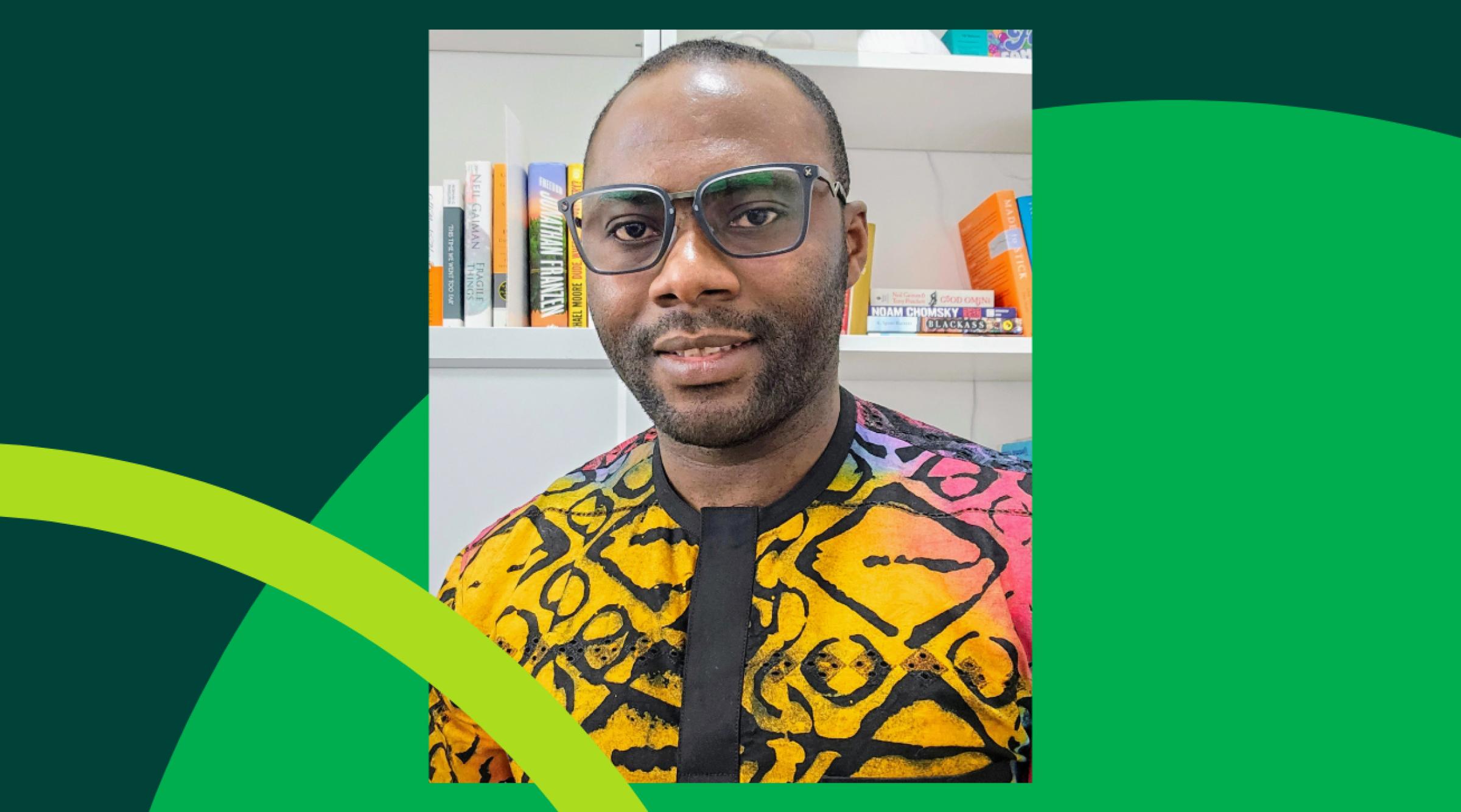 A smiling photo of Isaac Nyamekye imbedded in some RDP graphics