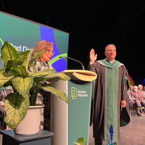 Stuart Cullum, RDP's president being sworn in 