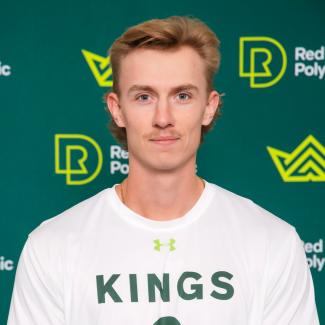 Bretth Theise wearing Kings #2 jersey poses in front of an RDP backdrop