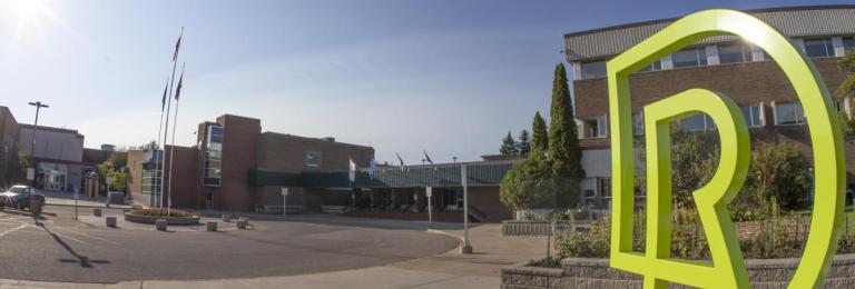 main entrance of RDP with logo