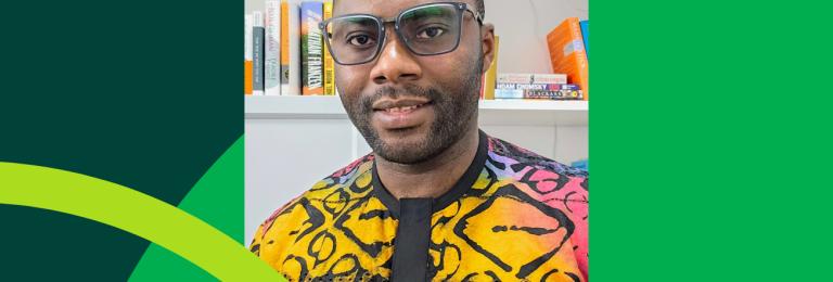 A smiling photo of Isaac Nyamekye imbedded in some RDP graphics
